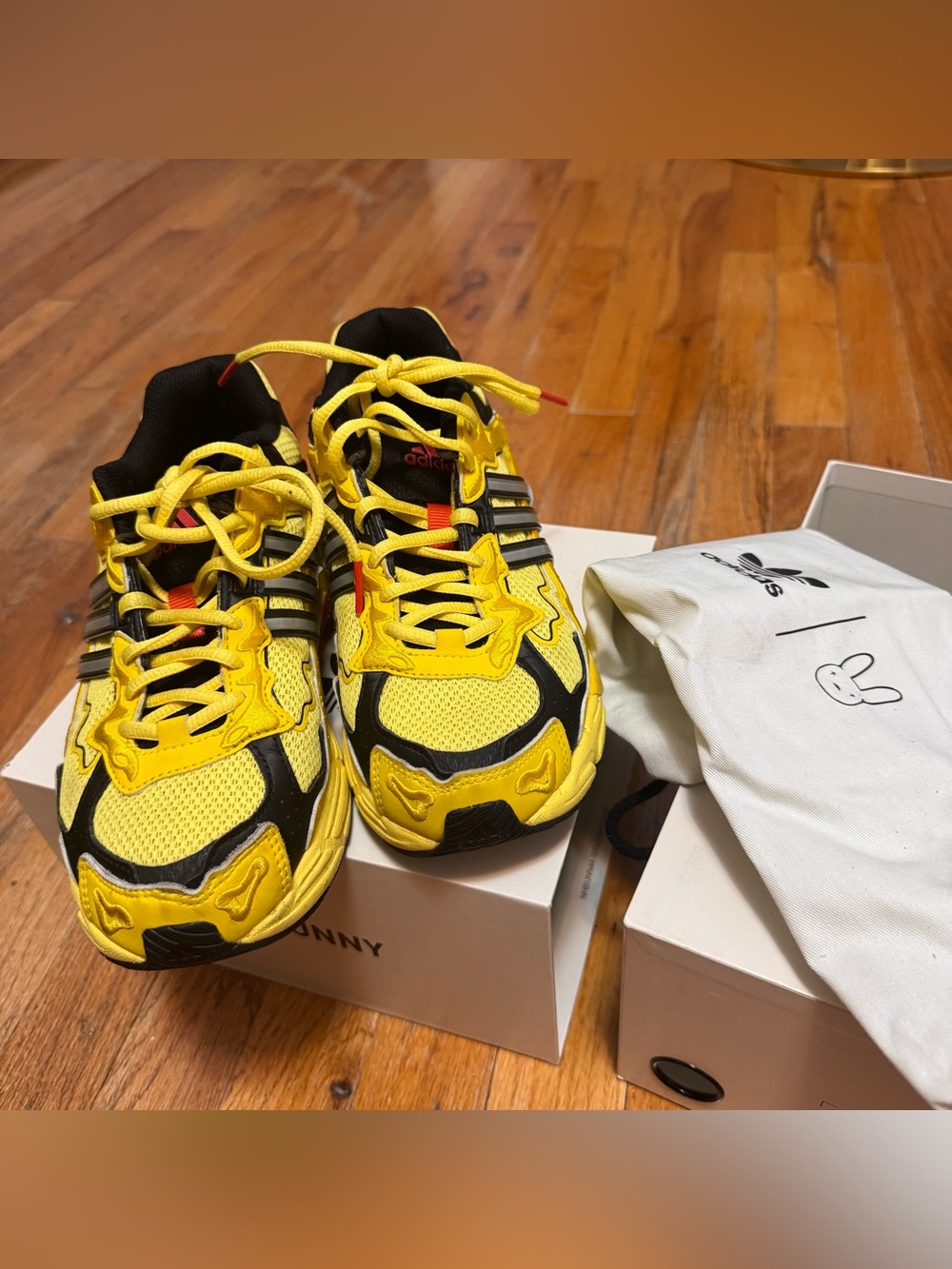 Bad Bunny response CL adidas Kids Yellow & Black Running Sneakers